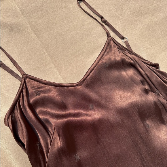 RARE Vintage United Colors Of Benetton Brown Floral Motif Slip Dress - XS - Picture 2 of 6